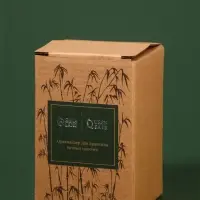 Органайзер для ватных палочек &laquo;BAMBOO&raquo;, с крышкой, d=7&times;9.5 см, прозрачный, коричневый