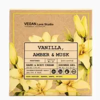 Набор женский VEGAN.Love.Studio "Vanilla, Amber, Musk": гель для душа 300 мл + крем-лосьон 150 мл 10