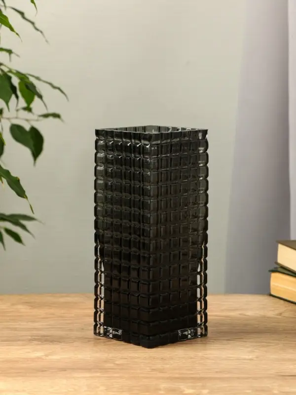 Ваза стекло настольная  Ваза стекло настольная "Валери" кубики, 24,5х10 см, серый