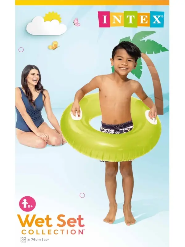 Круг для плавания &laquo;Яркое настроение&raquo;, с ручками, d=76 см, от 8 лет, цвет МИКС, 59258NP INTEX