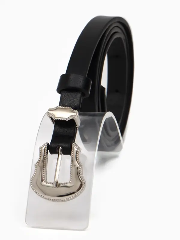 Ремень жен, 02-01-02-01, 1,5*0,3*110 см, без винта, пряжка серебро, 1 прокол, черный