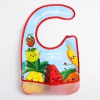 Нагрудник для кормления &laquo;Фруктовая тусовка&raquo; непромокаемый на липучке, с карманом