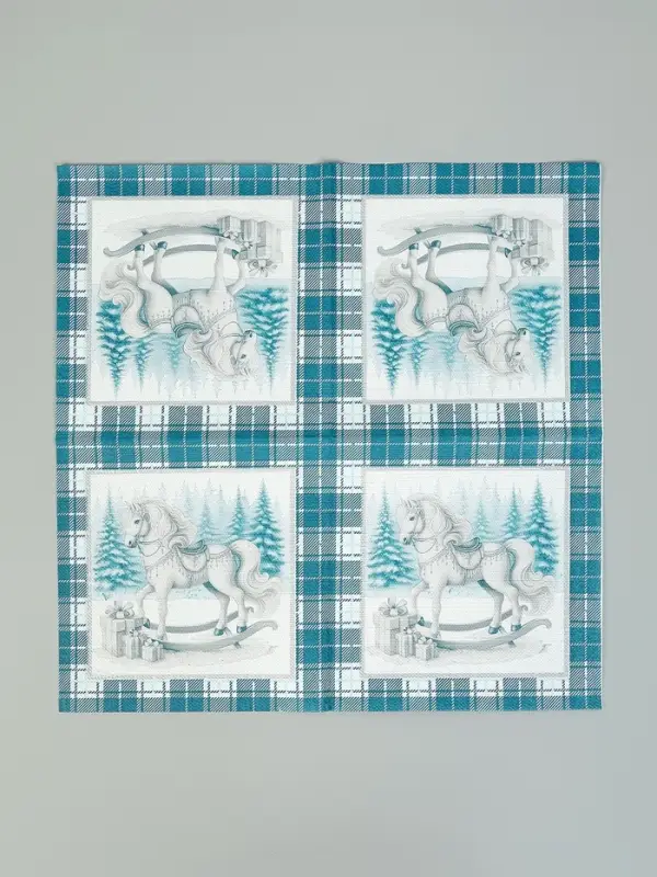 Салфетки бумажные трёхслойные «Скатерть с лошадью на зеленом», 33х33, 20 шт Салфетки бумажные трёхслойные «Скатерть с лошадью на зеленом», 33х33, 20 шт