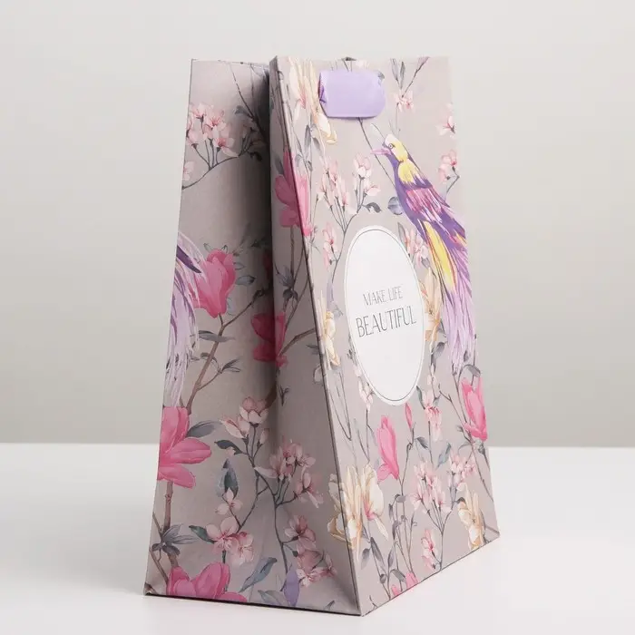 Пакет подарочный крафтовый, упаковка, «Чувство», MS 18 х 23 х 10 см