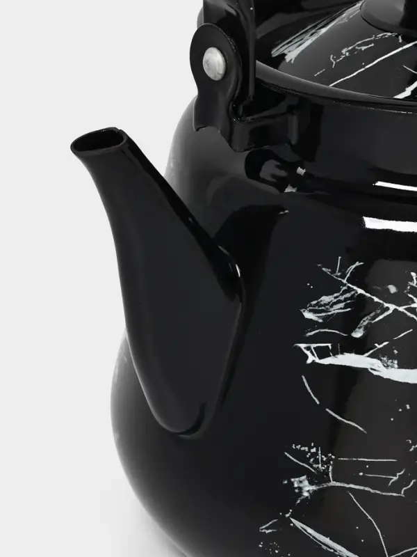 Чайник эмалированный &laquo;Чёрный мрамор&raquo;, 3.5 л, металлическая ручка