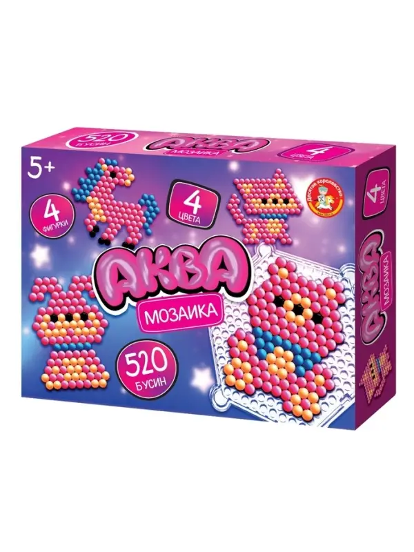 Аквамозаика "Розовые животные" 4 фигурки