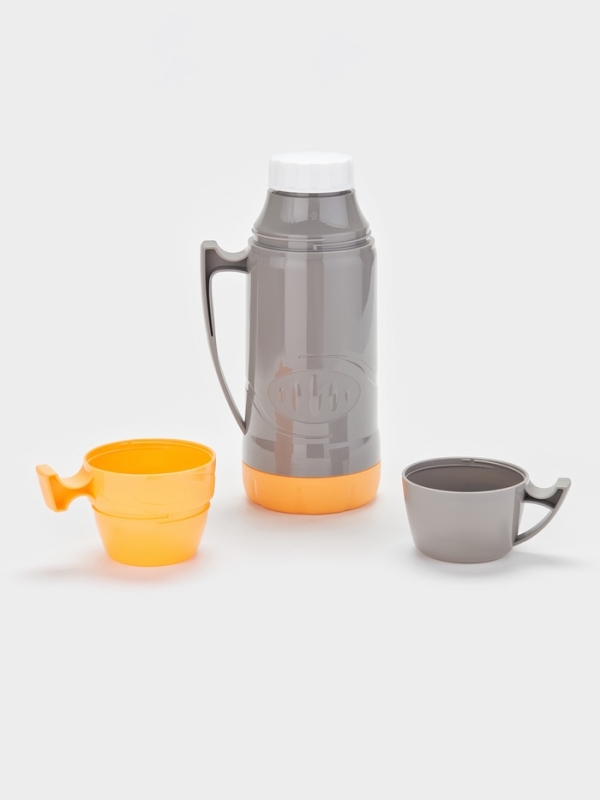 Термос 1 л, со стеклянной колбой, 11х31см, оранжевый