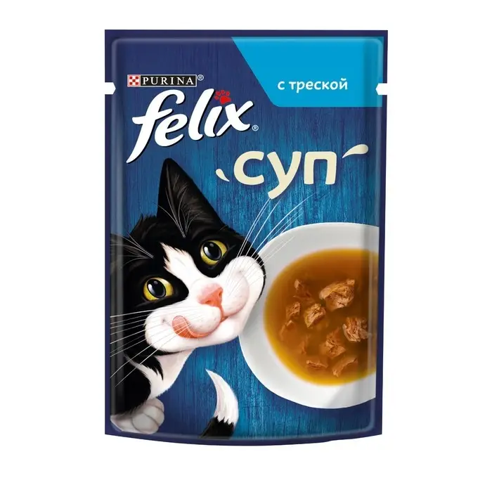 Влажный корм Felix Суп с треской, для кошек, 48 г Влажный корм Felix Суп с треской, для кошек, 48 г