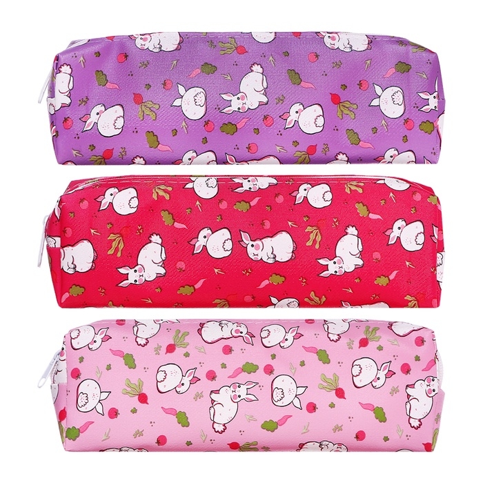 Пенал школьный «Кролики», на молнии, МИКС Пенал школьный «Кролики», на молнии, МИКС