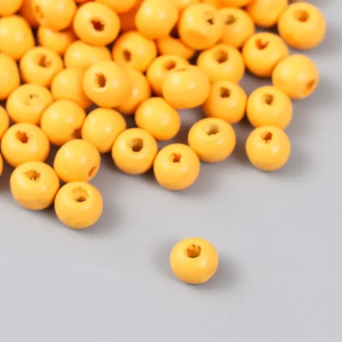 Бусины для творчества дерево "Оранжево-жёлтый" d-0,8 см, набор 20 гр