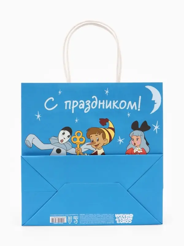 Пакет подарочный &laquo;С праздником&raquo;, Союзмультфильм, 22&times;22&times;11 см