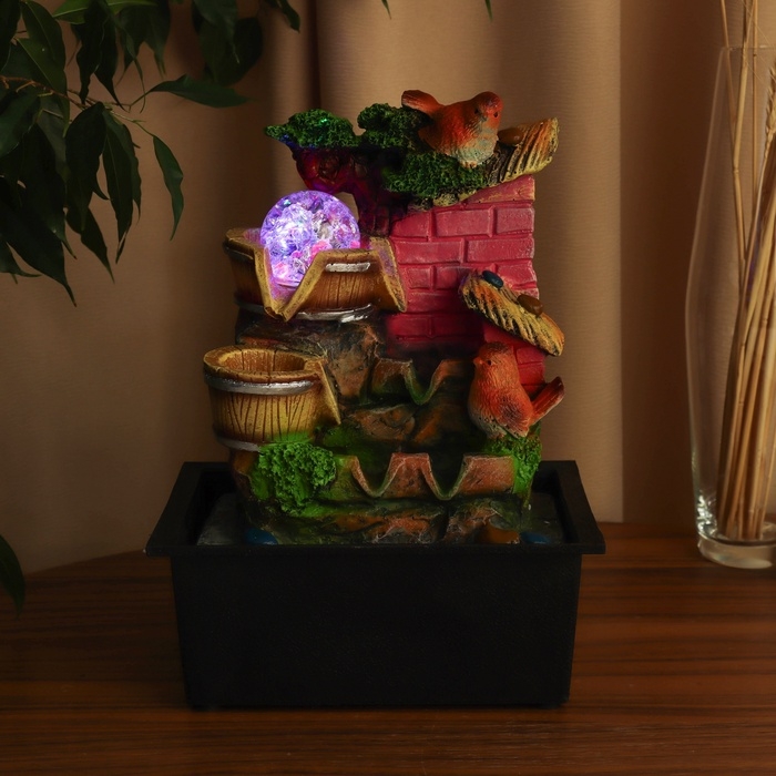 Фонтан Фонтан "Птицы на водопое под деревом" 29х18 см (с подсветкой)