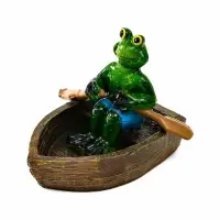 Садовая фигура из полистоуна &laquo;Лягушка в лодке&raquo;, 14&times;13&times;9.5 см, плавающая