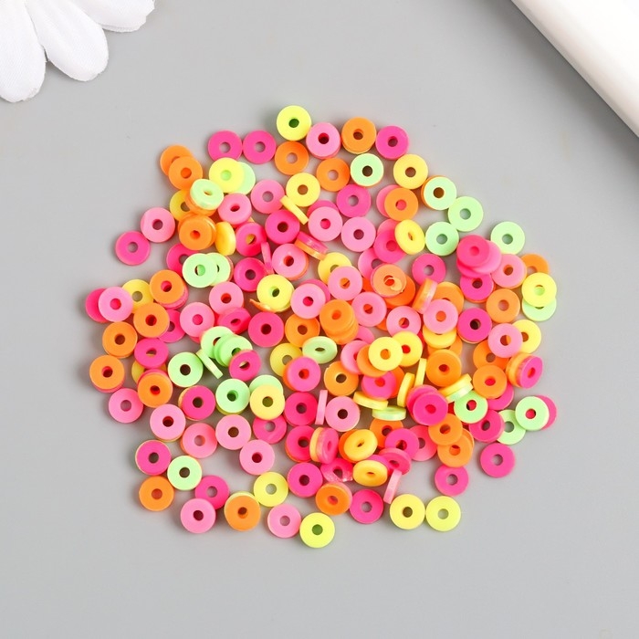 Бусины для творчества PVC Бусины для творчества PVC "Колечки. Перламутр. Карнавал" набор ≈ 330 шт 0,1х0,6х0,6 см