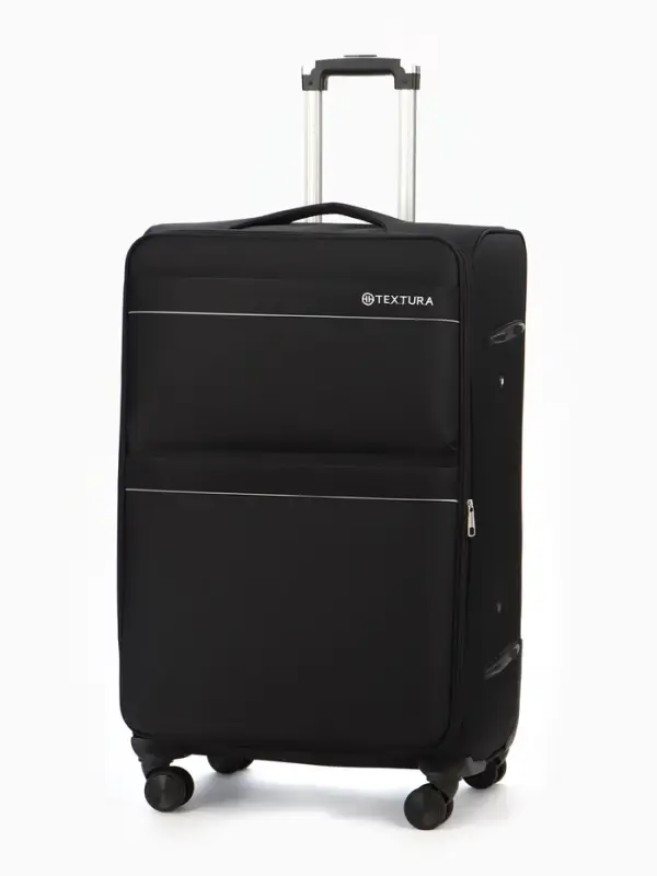 Чемодан на колёсах TEXTURA, кодовый замок, с увеличением, 47&times;30&times;78 см, 28", чёрный