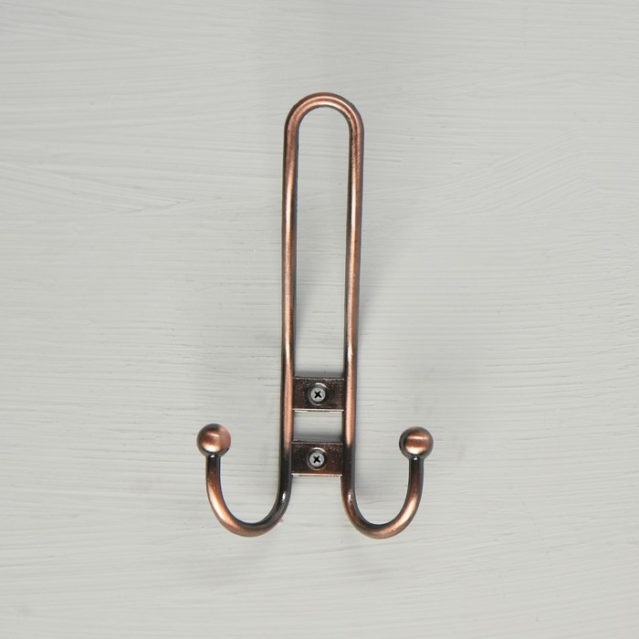 Крючок мебельный ТУНДРА TKT002, трехрожковый, медь, 4 шт TMP