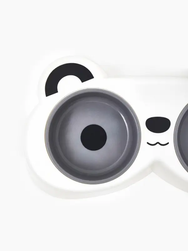 Миска двойная &laquo;Панда&raquo;, 2&times;160 мл, пластик, белая, серая