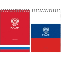 Блокнот А5 Россия 50л УФ лак клетка, спираль 2 дизайна, ассорти, 3344