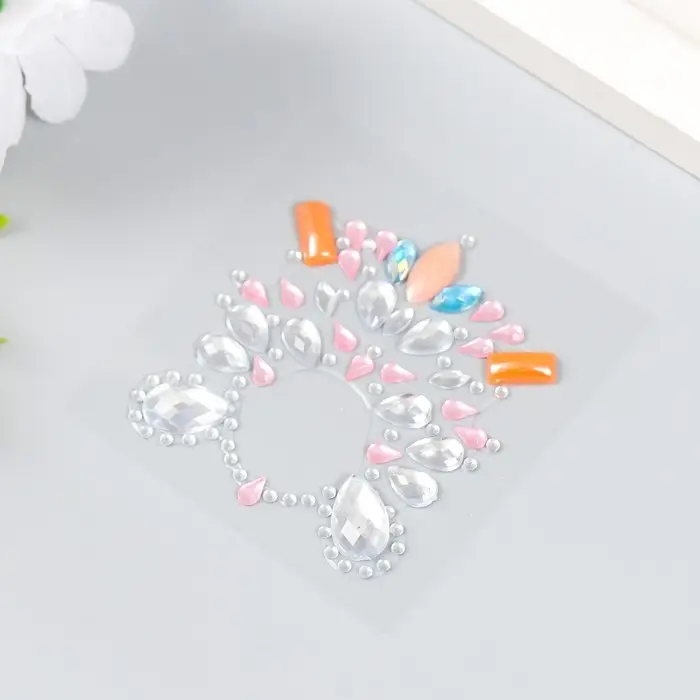 Наклейка пластик стразы Наклейка пластик стразы "Украшение. Вспышка" МИКС 5,5х5,9 см