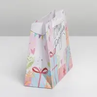 Пакет подарочный ламинированный, упаковка, Happy Birthday, S 15 х 12 х 5.5 см