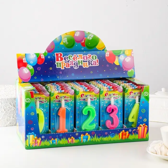 Свечи для торта цифры &laquo;Классика&raquo;. 10.2 см, в шоу-боксе, 50 штук