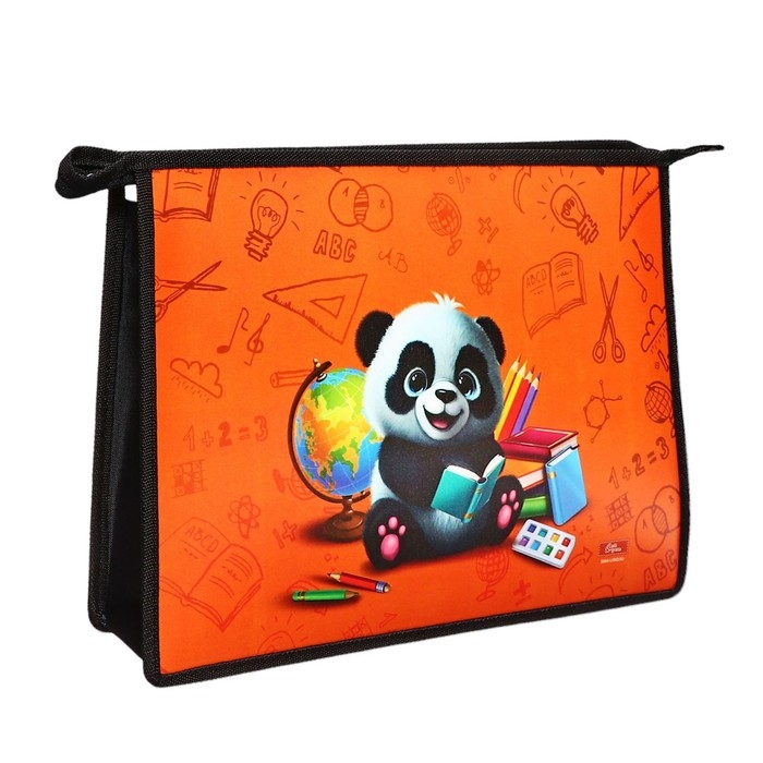 Папка для тетрадей А4, 325 х 230 х 55 мм, молния сверху, пластиковая, ПМ-А4-29 Calligrata Папка для тетрадей А4, 325 х 230 х 55 мм, молния сверху, пластиковая, ПМ-А4-29 Calligrata "Панда"