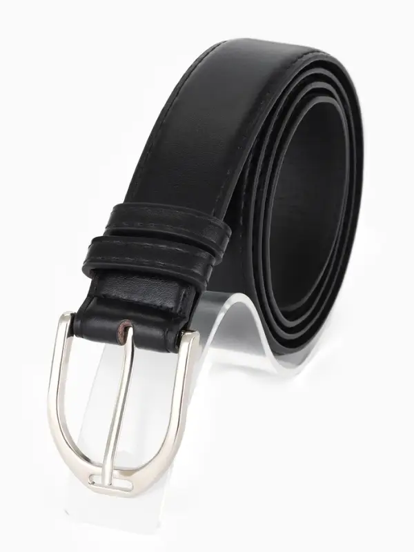 Ремень жен, 06-01-02-01, 3,5*0,3*110 см, без винта, пряжка серебро, 1 прокол, черный