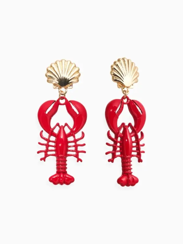 Серьги &laquo;Раки&raquo;, красные в золоте