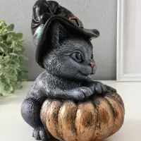 Копилка "Кот с тыквой" 27х22 см, бронза с серебром Копилка "Кот с тыквой" 27х22 см, бронза с серебром