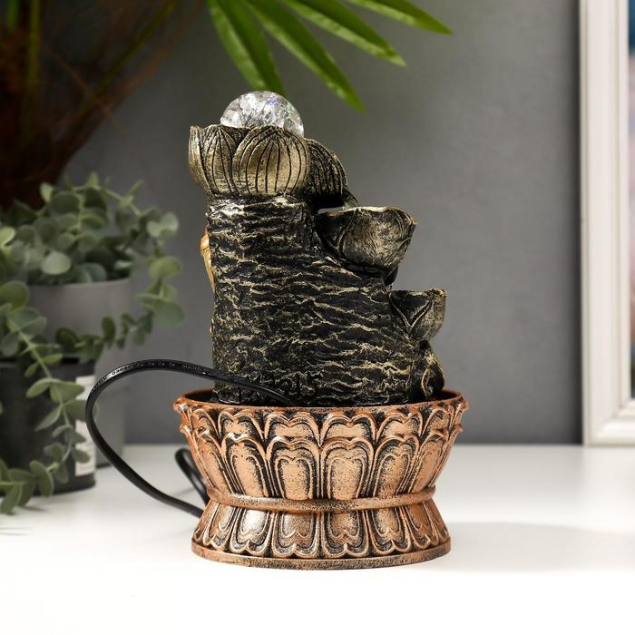 Фонтан настольный от сети, подсветка Фонтан настольный от сети, подсветка "Хотей со слитком золота у фонтана" 22,5х15х15 см