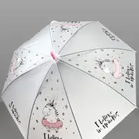 Зонт - трость детский &laquo;Единорог&raquo;, полуавтоматический, 8 спиц, R=47/55 см, d=94 см, белый