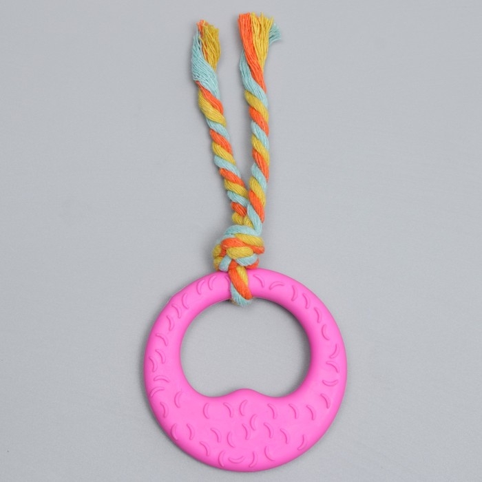 Игрушка жевательная с канатом Игрушка жевательная с канатом "Гиря", розовая