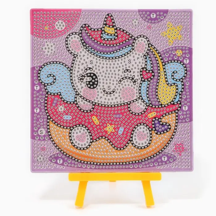 Алмазная мозаика 4в1 для детей. Создание стикеров, магнитов, брелоков и картины &laquo;Сказочные Единорожки&raquo;, набор для творчества