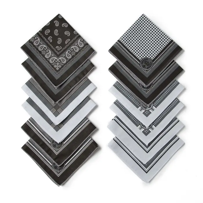 Платки носовые мужские &laquo;Этель&raquo;, 30&times;30 см, набор 12 шт., хлопок 100%, рисунок МИКС, чёрные