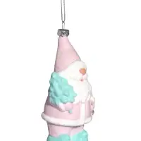 Ёлочная игрушка &laquo;Блеск праздника. Дед Мороз с ёлкой&raquo;, 13.5&times;7.5 см, розово-зелёная