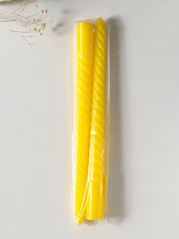 Набор свечей витых 25 см, 2 шт., 57 г, 5 ч, жёлтый
