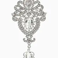 Брошь &laquo;Императрица&raquo;, вензеля, цвет белый в серебре