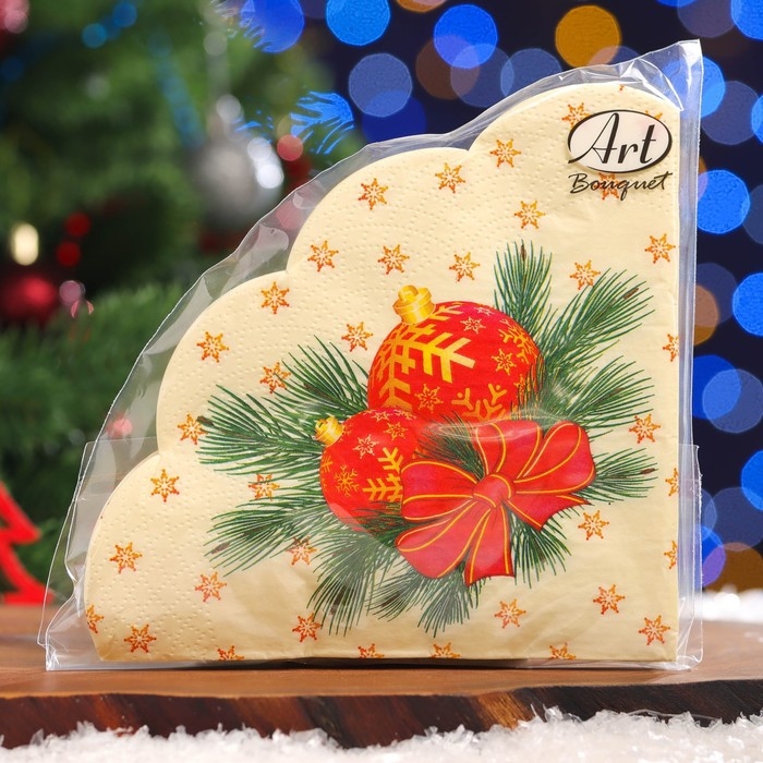 Новый год. Салфетки бумажные Art Bouquet Rondo Новый год. Салфетки бумажные Art Bouquet Rondo "Новогодние шары", 3 слоя, d 32, 12 шт