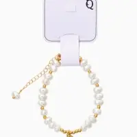 Браслет жемчуг "Рисинкис сердцем" , цвет белый в золоте