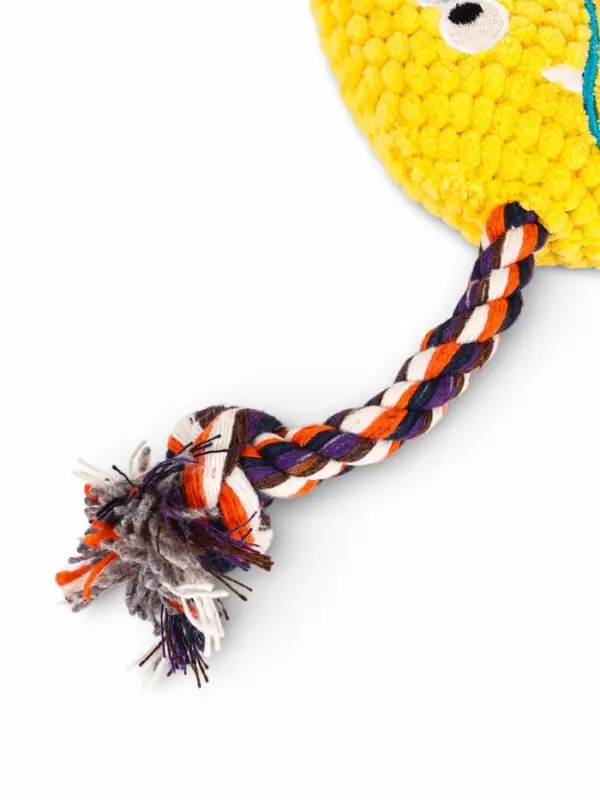 Мягкая игрушка для собак &laquo;Монстрик с канатом&raquo;, 23 см, с пищалкой, жёлтая