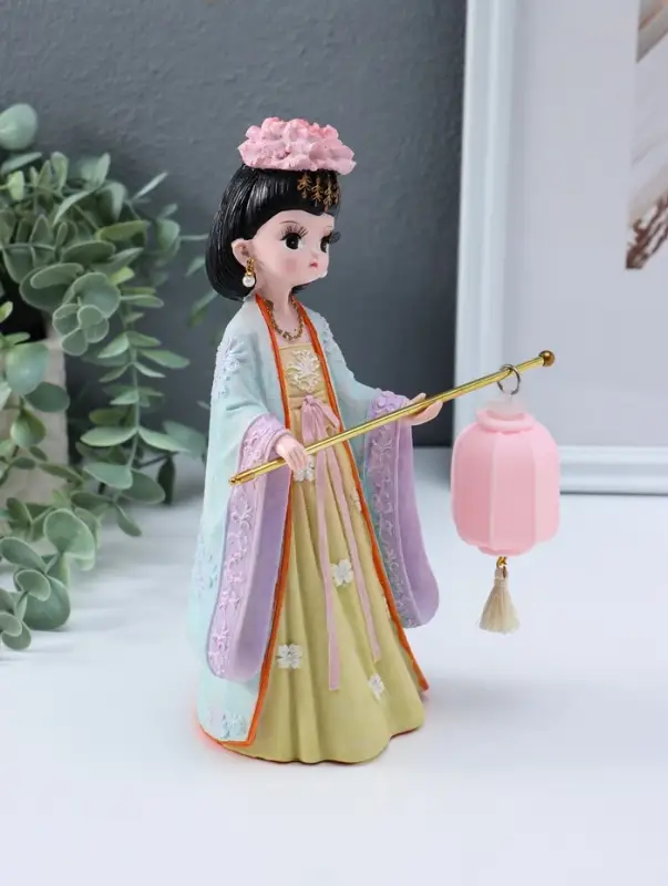 Сувенир полистоун свет "Девочка в кимоно с фонариком" розово-зеленый 3хAG3 7,8х12,5х20,5 см   109567