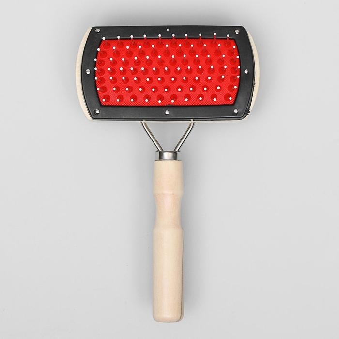 Двусторонняя щётка-расческа с деревянной ручкой, 10 Х 17 см Двусторонняя щётка-расческа с деревянной ручкой, 10 Х 17 см