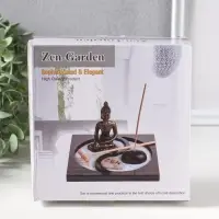 Сад Дзен "Будда в зелёном у гонга" песок+камни+аромапалочки 13,2х15х16 см