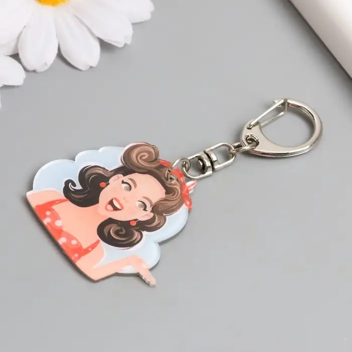 Брелок для ключей на кольце &laquo;Девушка пин ап&raquo;, акрил, 3.9&times;4.5 см
