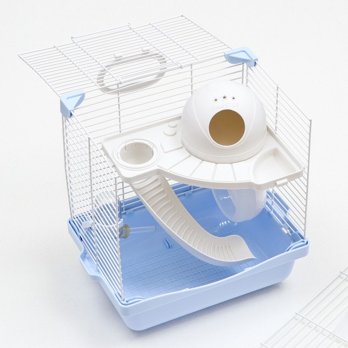 Клетка для грызунов укомплектованная, 27 х 19 х 28 см, голубая