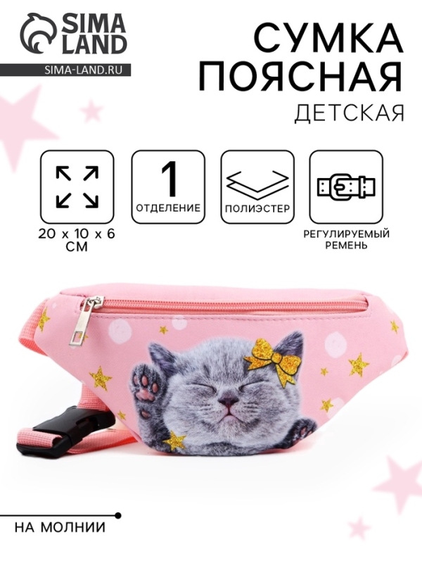 Сумка поясная детская «Миленький котик», 20 х 10 х 6 см Сумка поясная детская «Миленький котик», 20 х 10 х 6 см