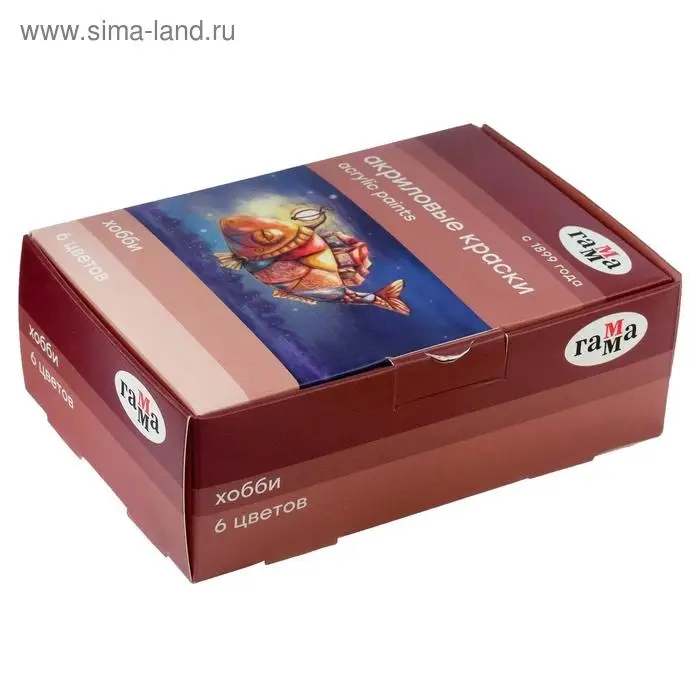 Краска акриловая, набор 6 цветов &times; 20 мл, Гамма &laquo;Хобби&raquo;, морозостойкая, глянцевая