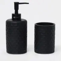 Набор аксессуаров для ванной комнаты SAVANNA, 2 предмета, дозатор, стакан, чёрный