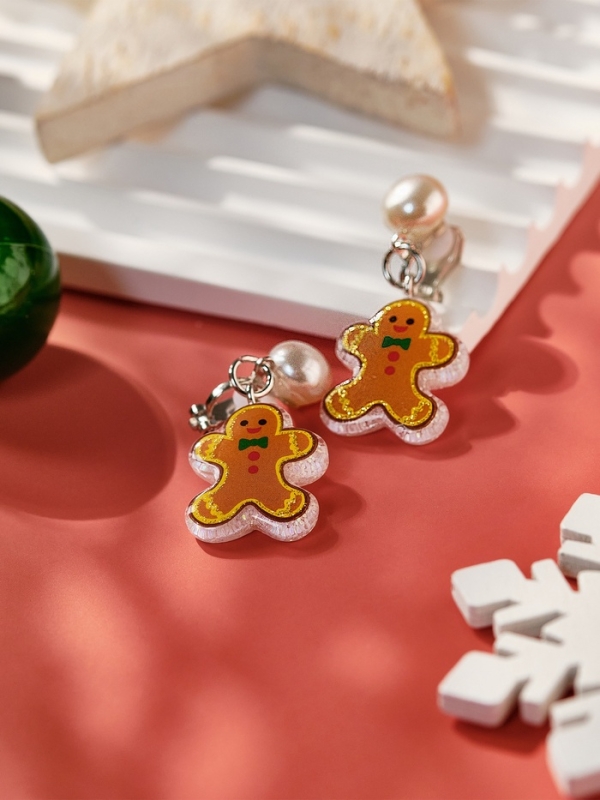 Клипсы детские Клипсы детские "Выбражулька" пряник, жемчужина, цвет коричнево-белый