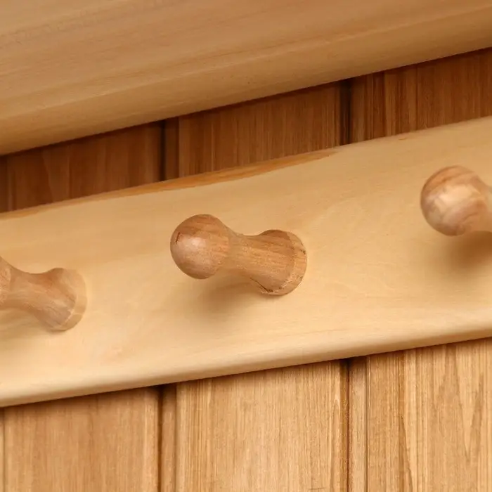 Полка - вешалка для бани и сауны, 57&times;18&times;12 см, деревянная, настенная, 5 крючков, &laquo;Добропаровъ&raquo;